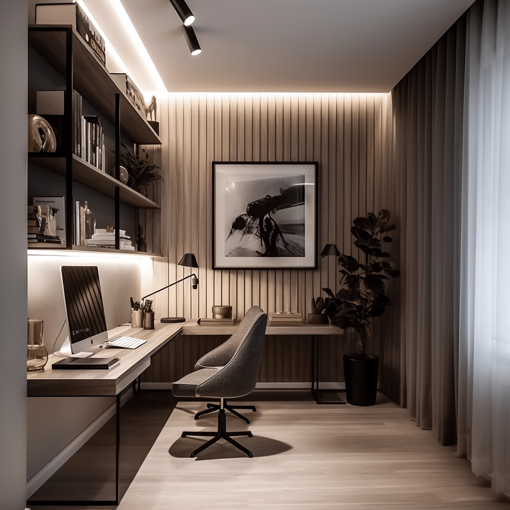 L'eleganza del minimalismo moderno: un soggiorno che combina design pulito e funzionalità, creando un ambiente sereno e accogliente. Osserva come la palette di colori neutri e le linee semplici contribuiscano a un'atmosfera di tranquillità e stile.