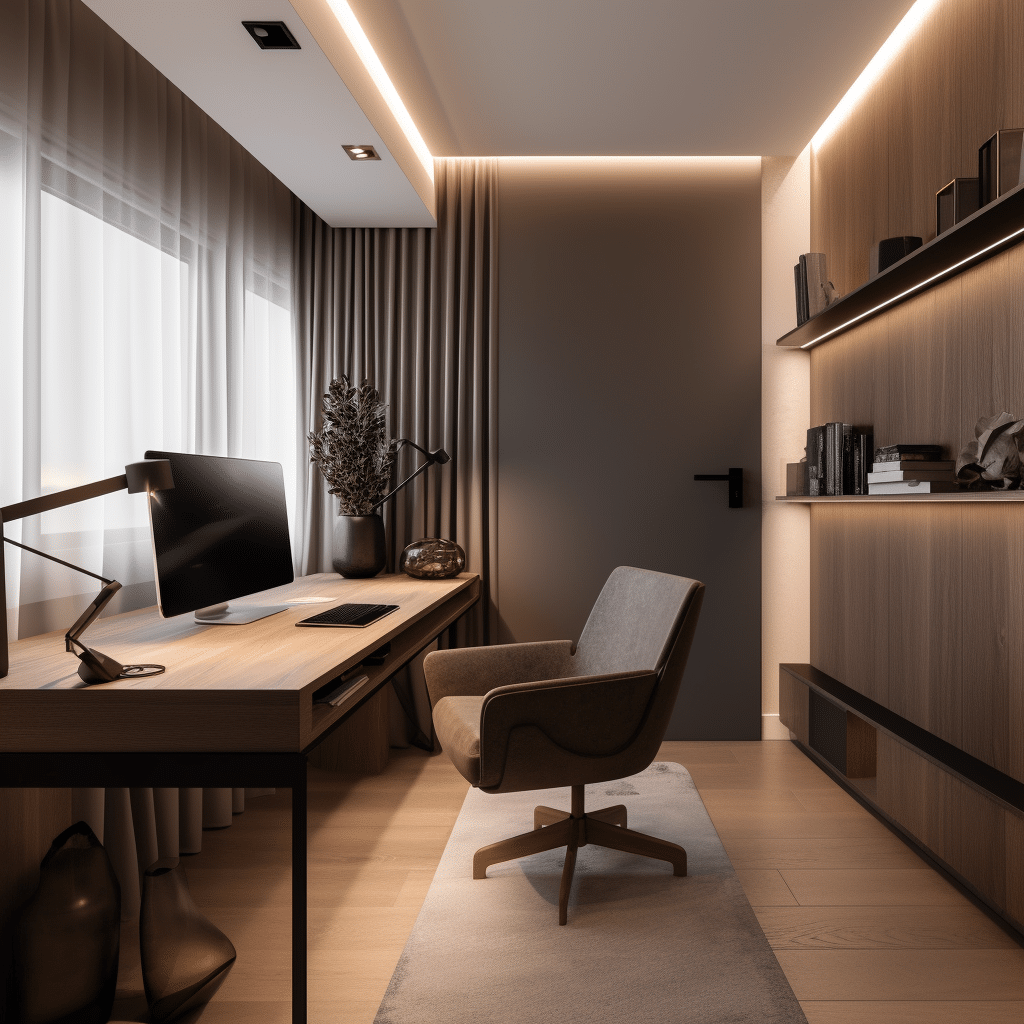 L'eleganza del minimalismo moderno: un soggiorno che combina design pulito e funzionalità, creando un ambiente sereno e accogliente. Osserva come la palette di colori neutri e le linee semplici contribuiscano a un'atmosfera di tranquillità e stile.
